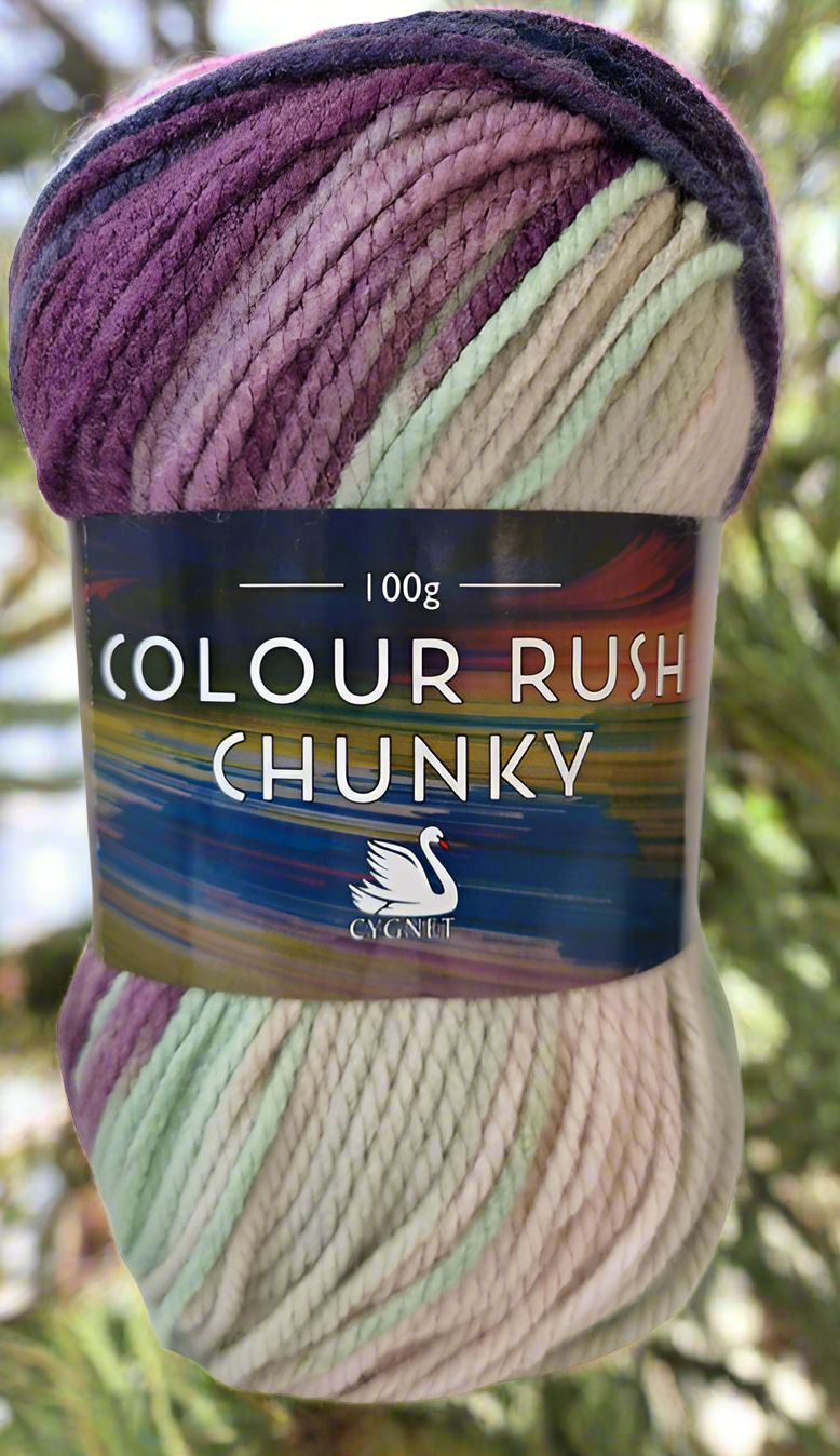 Cygnet Yarn COLOUR RUSH CHUNKY 100% Acrylic Knitting Wool Multicolour 5 Ballsx 100g Shade 365 Frosticle
