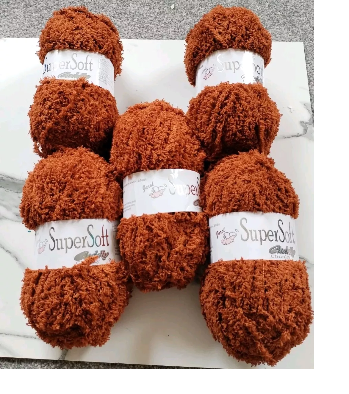 Jarol Woolcraft Supersoft Cuddly Chunky Soft Polyester Knitting Yarn 5x100g Shade Teddy 06