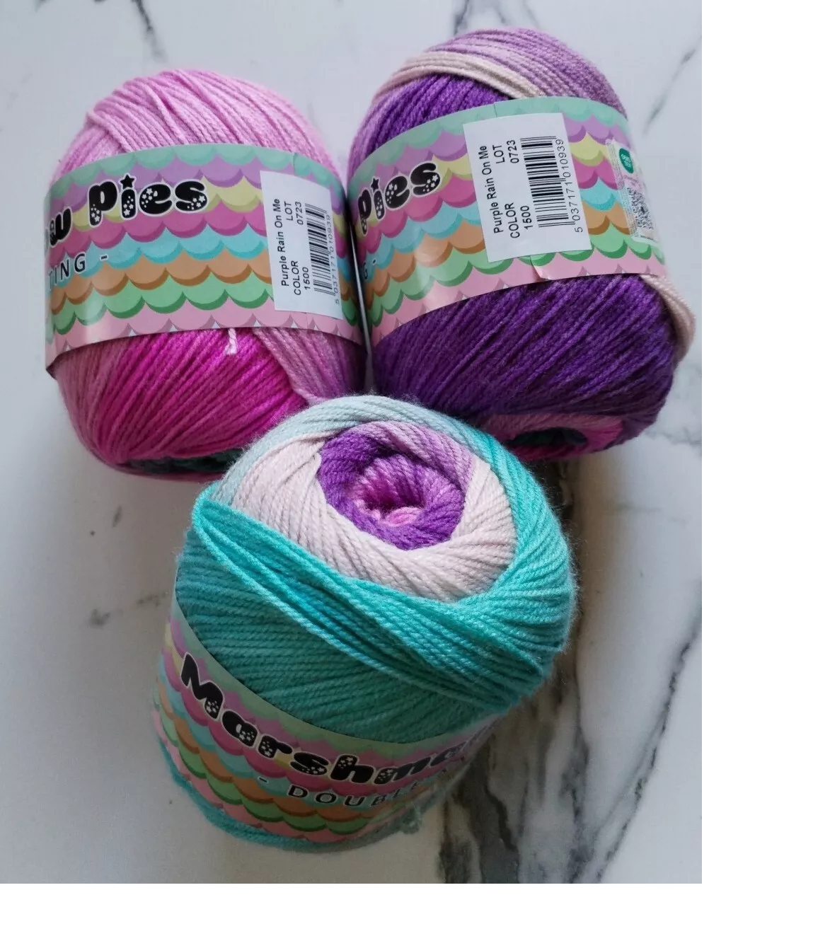 Cygent Marshmallow Pies 1500 Purple Rain on Me Double Knitting 3 cakes x150g