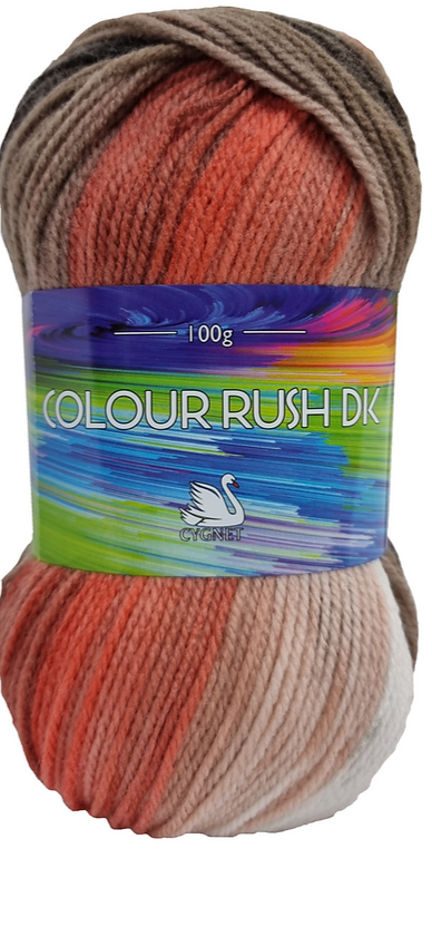 Cygnet COLOUR RUSH DK Knitting Yarn / Wool - Double Knit 5 Balls X 100 g Shade 660 Pomegranate