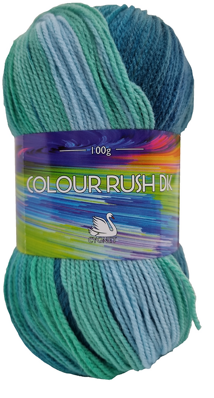 Cygnet COLOUR RUSH DK Knitting Yarn / Wool - Double Knit 5Balls X100 g Shade 658 Waterfall