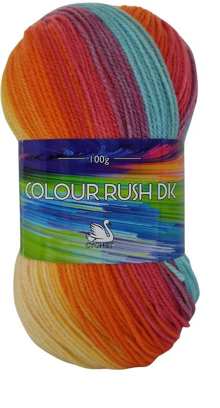 Cygnet COLOUR RUSH DK Knitting Yarn / Wool - Double Knit 5Balls X 100 g Shade 650 Calypso