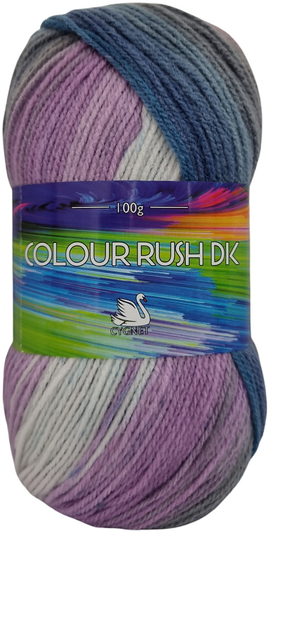 Cygnet COLOUR RUSH DK Knitting Yarn / Wool - Double Knit 5Balls X 100 G Shade 657 Violet Ice