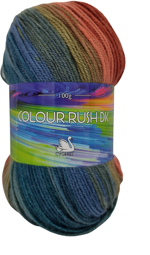 Cygnet COLOUR RUSH DK Knitting Yarn / Wool -Double Knit 5Balls X 100 g Shade 655 Breeze