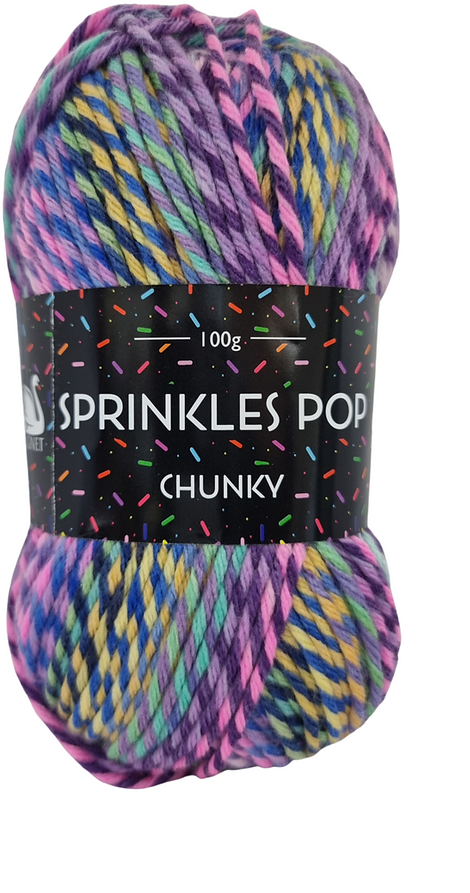 Cygnet Sprinkles Pop Chunky Knitting Crochet Yarn Wool - 5x100g Balls - 643 Rainbow Sherbet