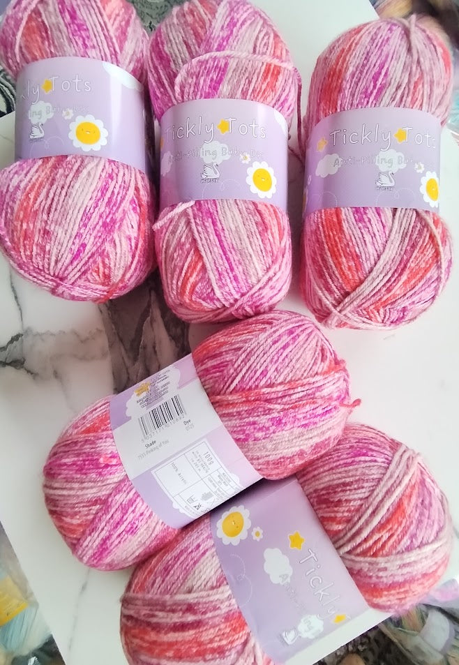 Cygnet Tickly Tots Baby DK Anti-Pilling baby yarn 5 Balls x 100 gram shade - Pinking of You 7555