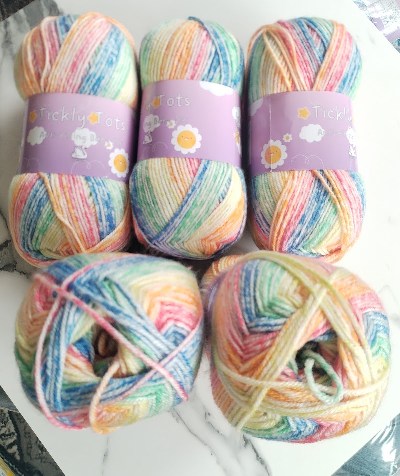 Cygnet Tickly Tots Baby DK Anti-Pilling baby yarn 5 Balls x 100 gram shade -Tickly Tots - 7111 Make Rainbows