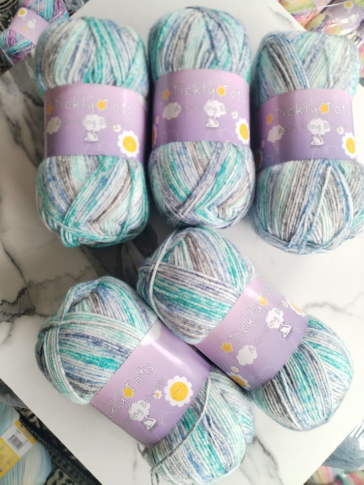 Cygnet Tickly Tots Baby DK Anti-Pilling baby yarn 5 Balls x 100 gram shade -Tickly Tots 7000 Bubble Bath