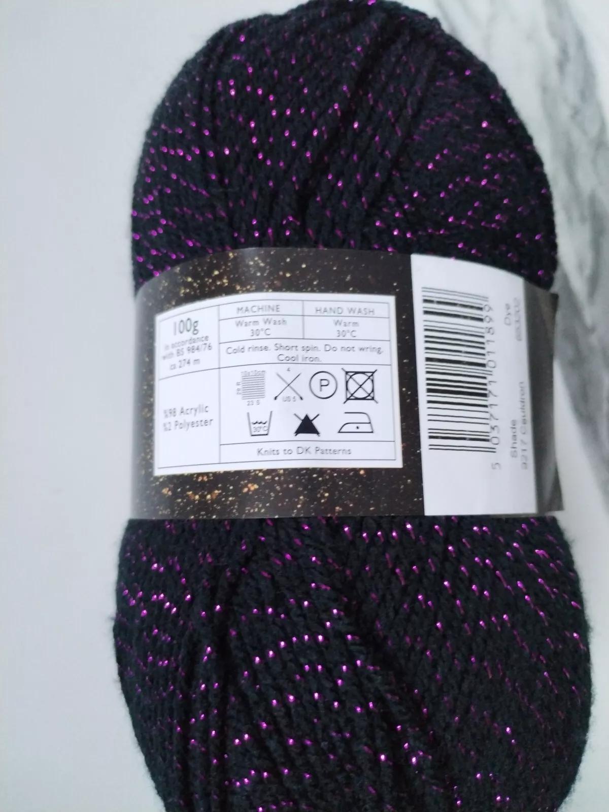 Cygnet Glittery DK Knitting/Crochet Yarn 5 Balls X100g shade Cauldron 9217