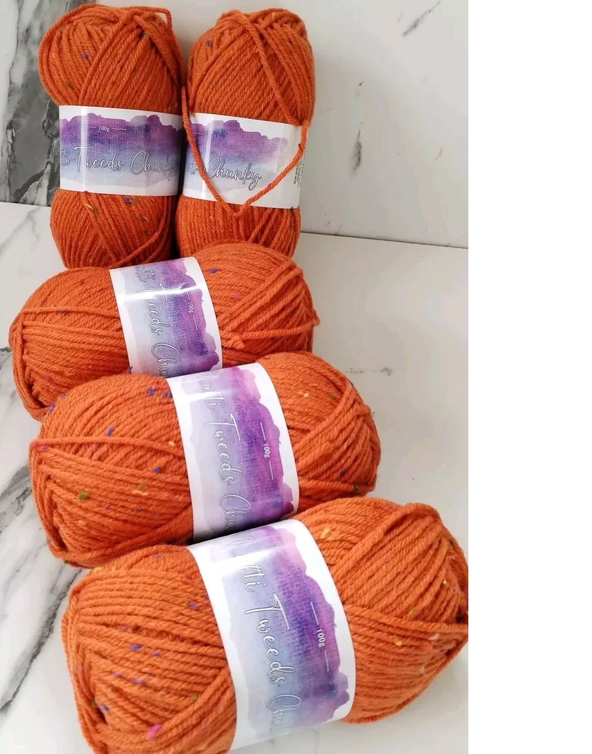 Cygnet Multi Tweed Chunky Knitting Crochet Yarn Wool -5x100g Balls1 390 Gingerbread