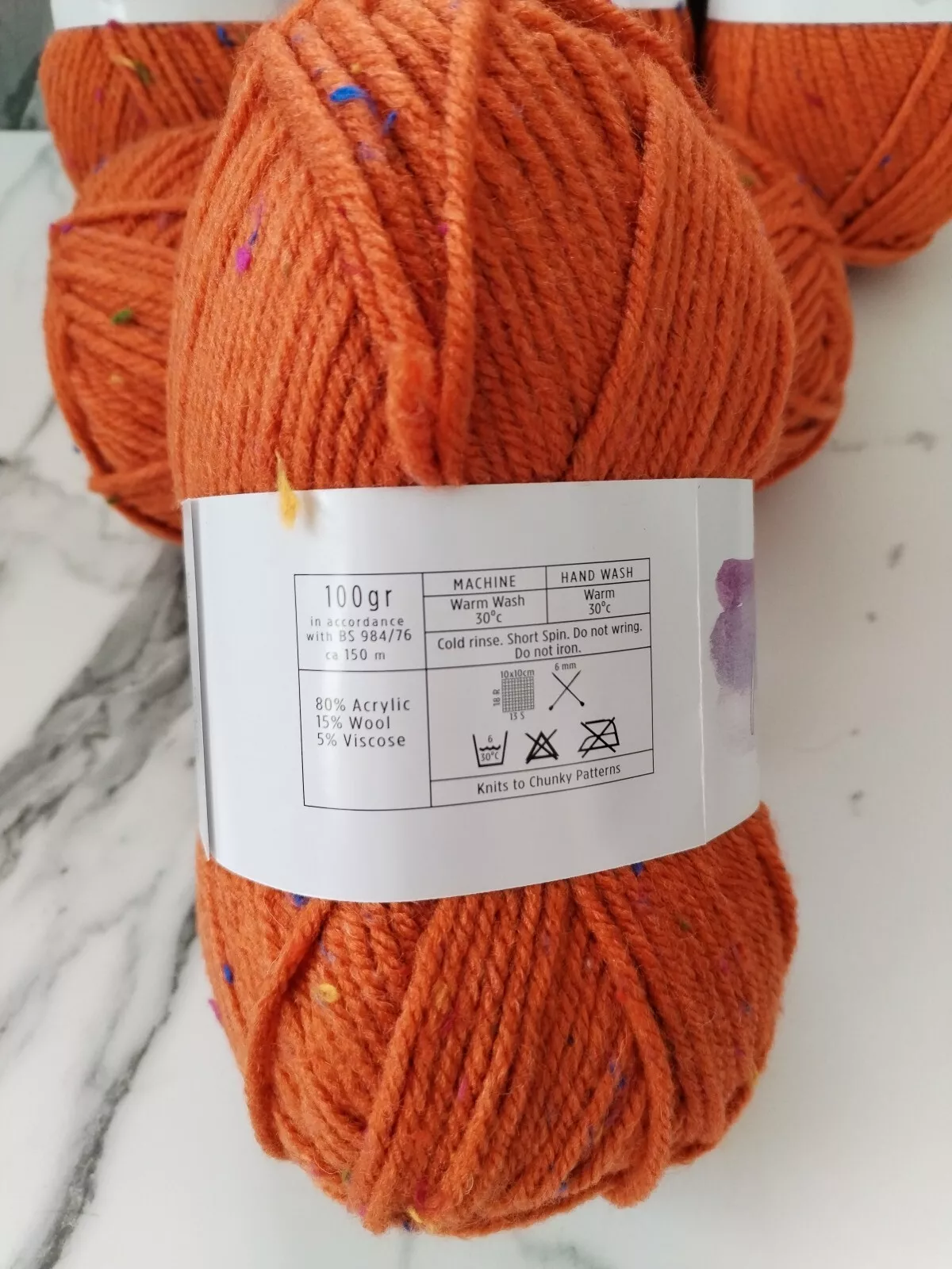 Cygnet Multi Tweed Chunky Knitting Crochet Yarn Wool -5x100g Balls1 390 Gingerbread