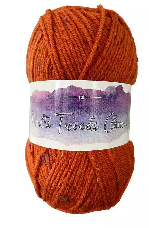 Cygnet Multi Tweed Chunky Knitting Crochet Yarn Wool -5x100g Balls1 390 Gingerbread