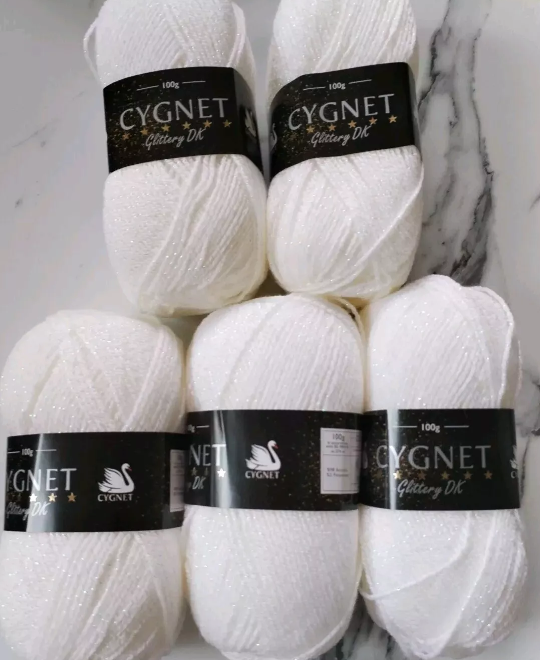 Cygnet Glittery Double Knitting Yarn 5×100g Sparkle Festive Crochet Knitting yarn Shade Icicle