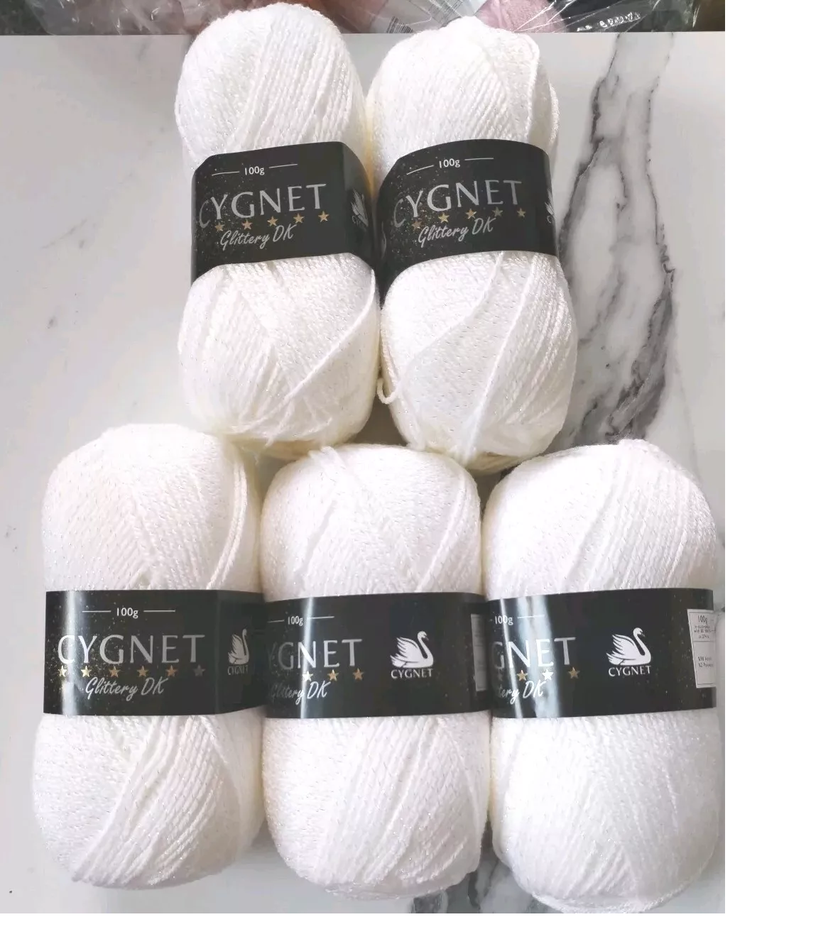 Cygnet Glittery Double Knitting Yarn 5×100g Sparkle Festive Crochet Knitting yarn Shade Icicle
