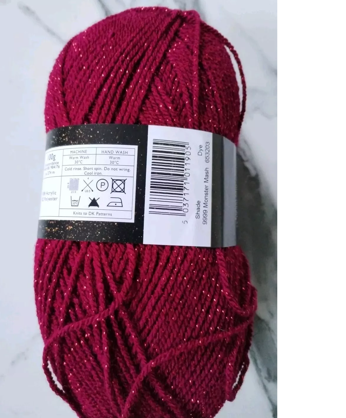 Cygnet Glittery DK Knitting/Crochet Yarn 5Balls X 100g shade Monster Mash 9999