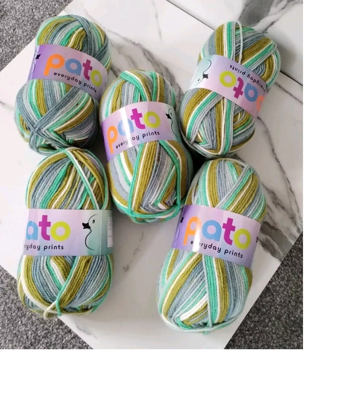 Pato Everyday Prints Double Knitting Crochet Yarn Wool - 5x100g Balls - Meadow