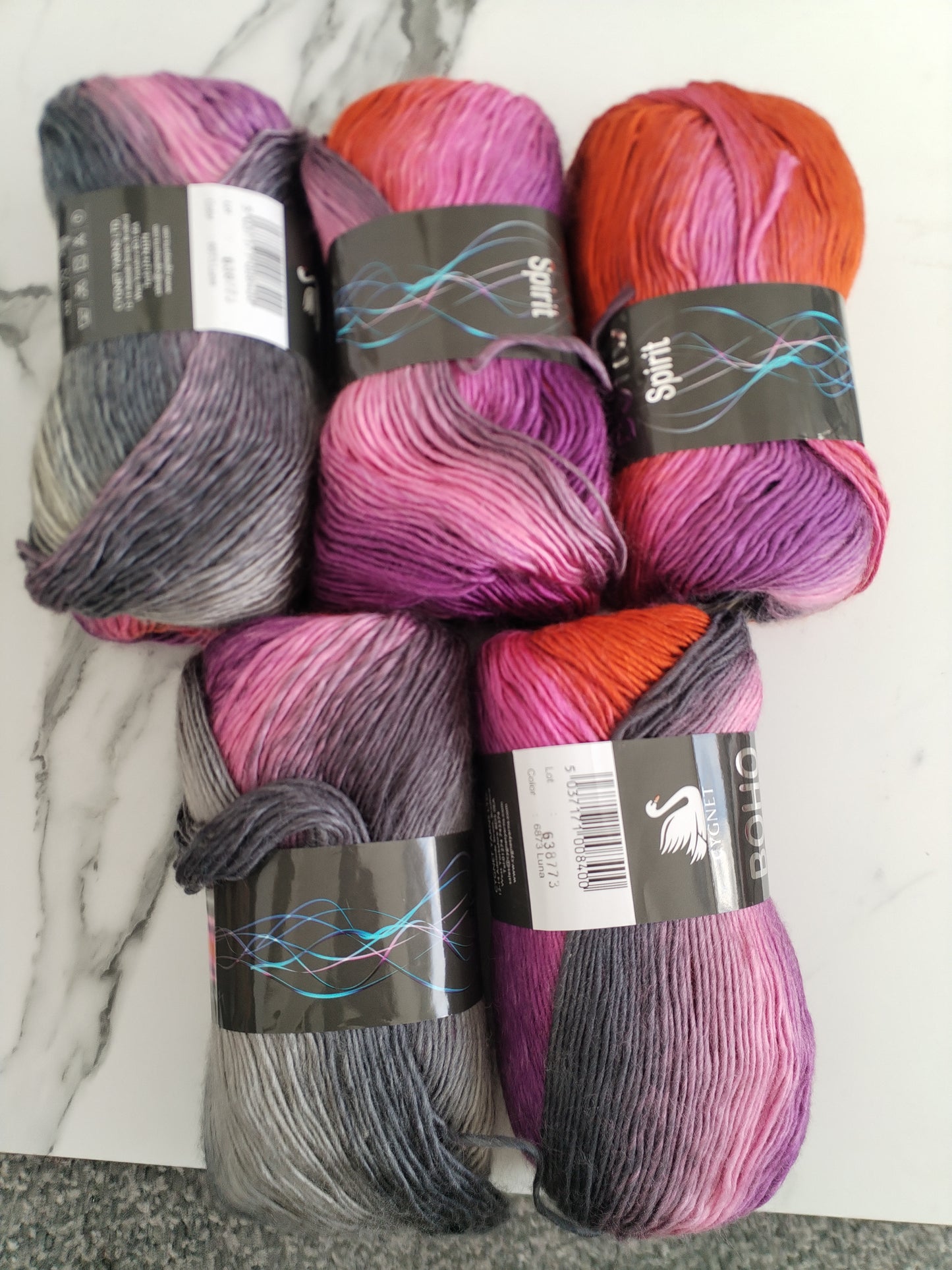 Cygnet Boho Spirit Knitting Crochet DK / AranYarn Wool - 5x100g Balls - 6863 Luna