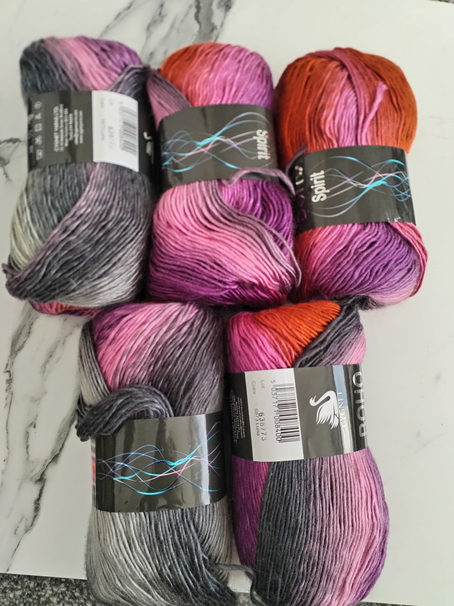 Cygnet Boho Spirit Knitting Crochet DK / AranYarn Wool - 5x100g Balls - 6863 Luna