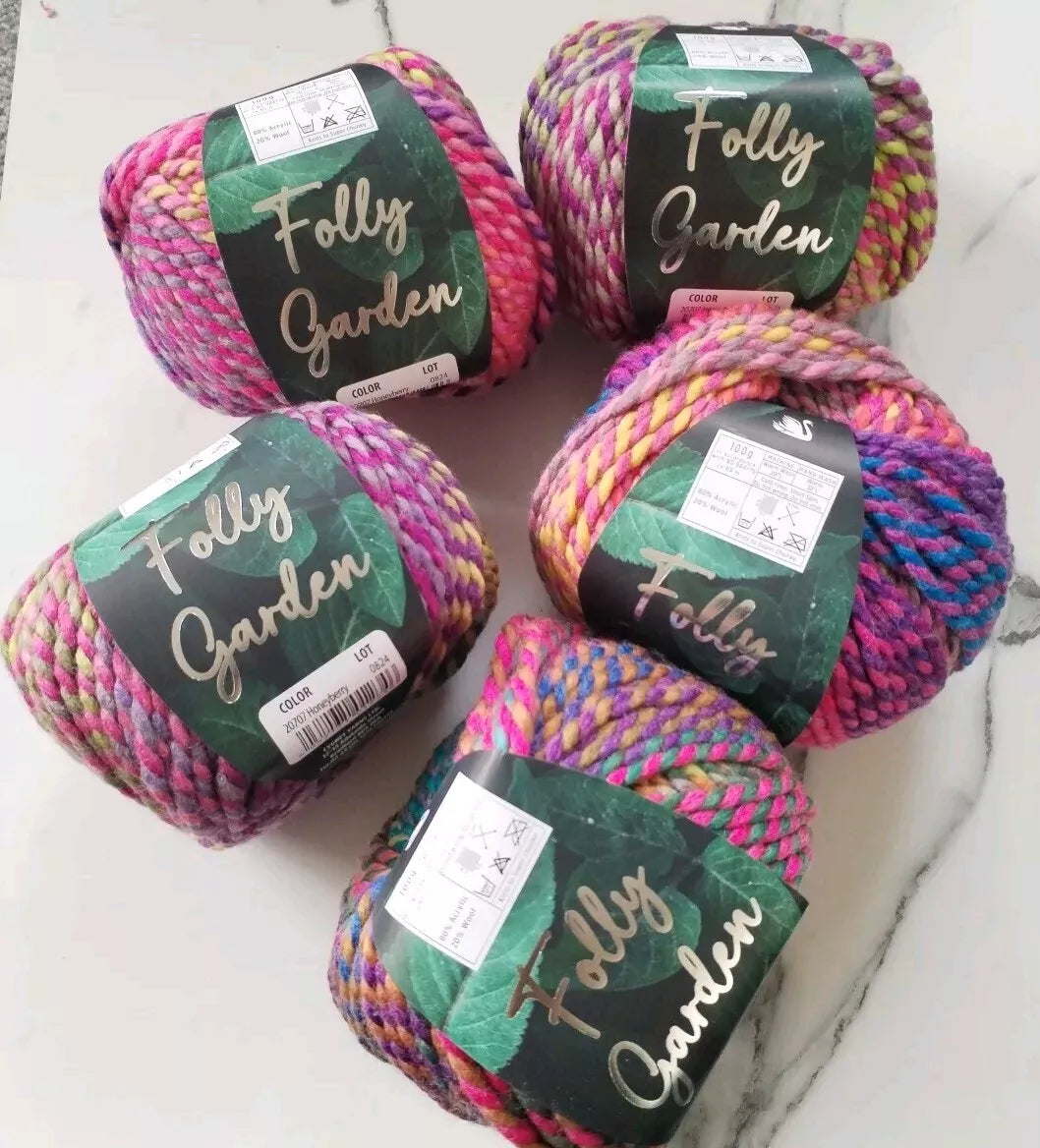 Cygnet Super Chunky Folly Garden 5 Balls X 100Gram 20% Wool 80%Acrylic Shade Honey Berry