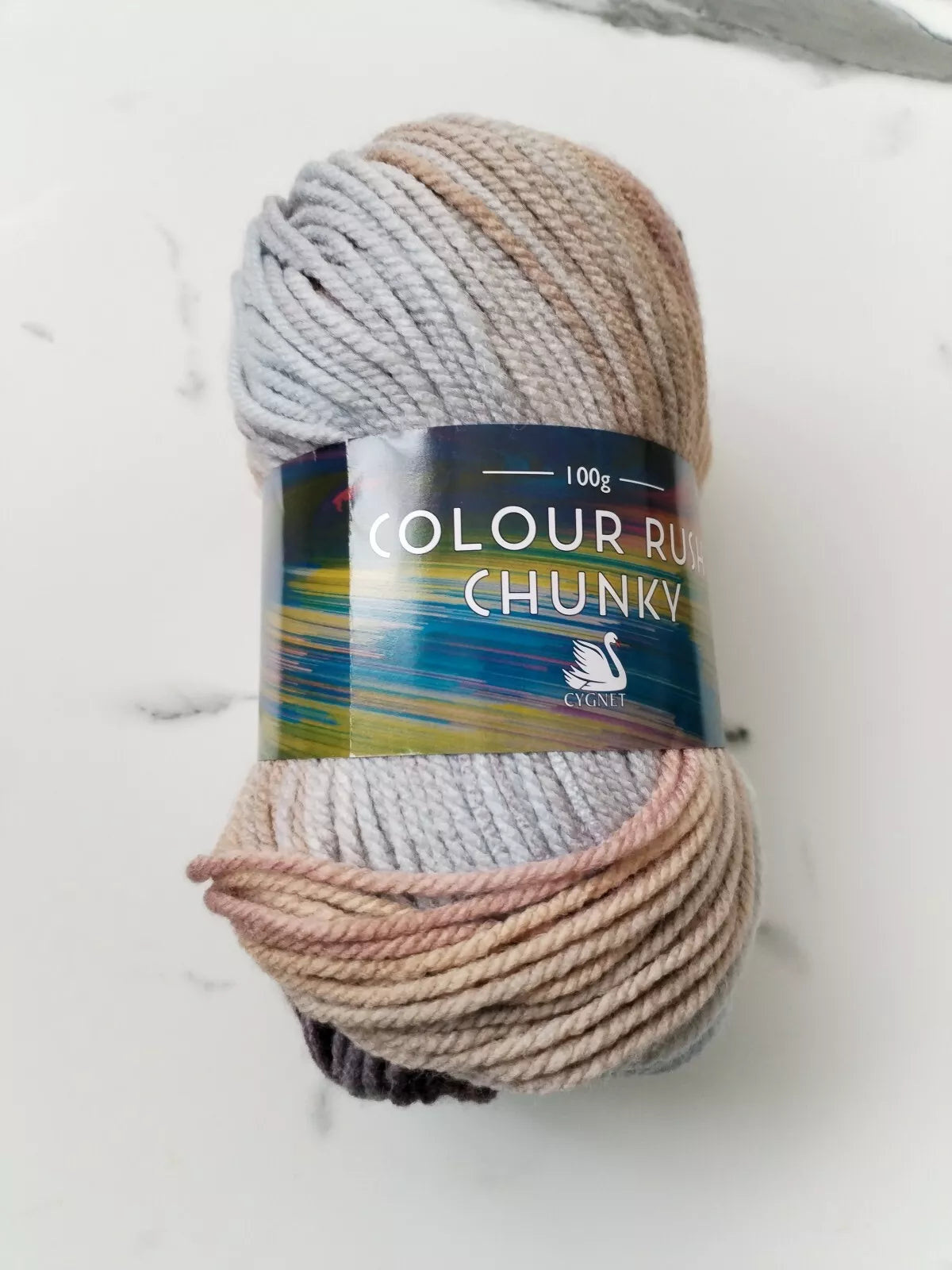 Cygnet Yarn COLOUR RUSH CHUNKY 100% Acrylic Knitting Wool Multicolour 5 Balls x 100g shade 310 April Showers