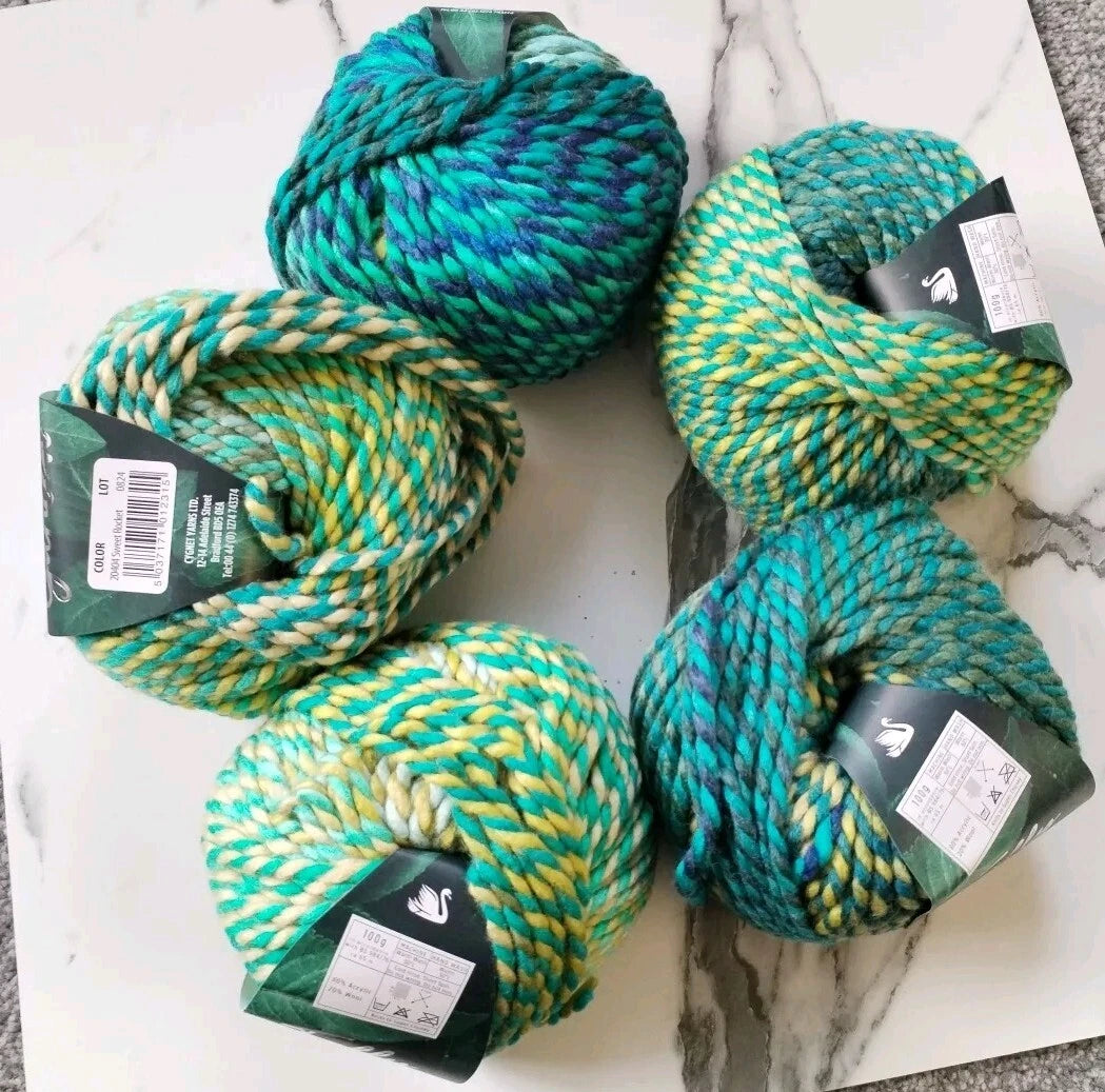 Cygnet Super Chunky Folly Garden 5 Balls X 100Gram 20% Wool 80% Sweet Rocket (20404)