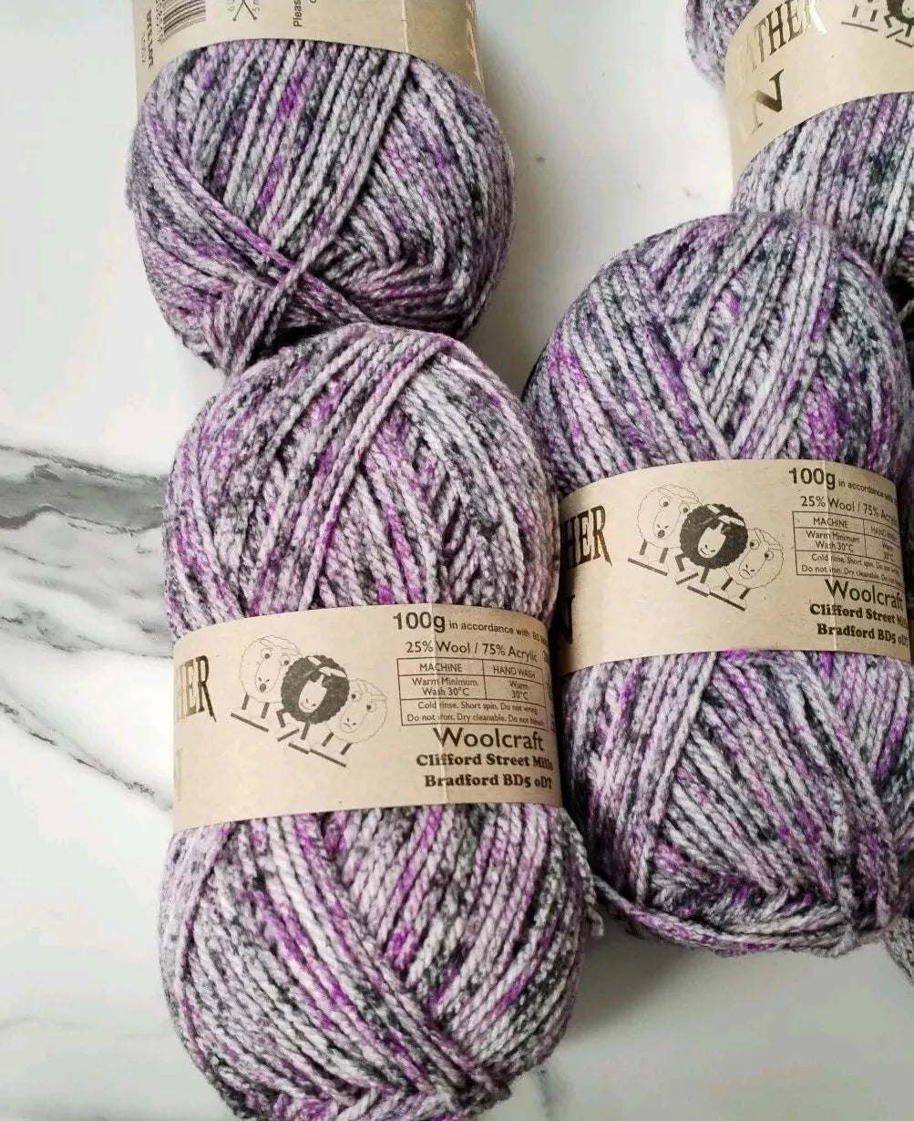 Woolcraft Shetland Heather Aran Knitting Crochet Yarn Wool - 5x100g Balls shade 36