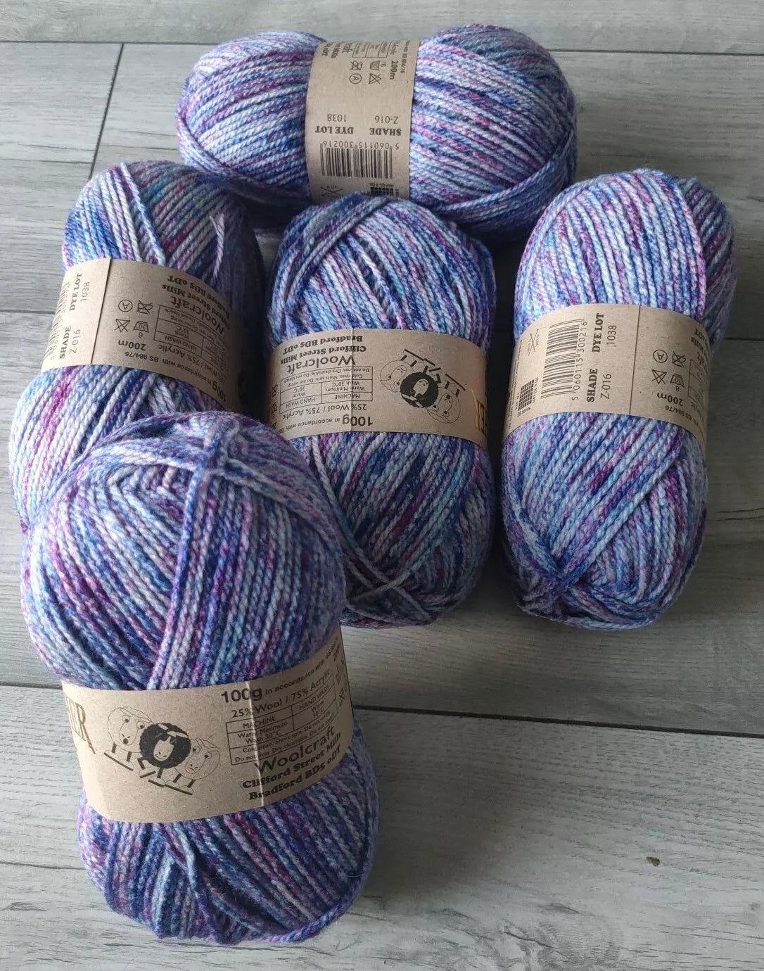 Woolcraft Shetland Heather Aran Knitting Crochet Yarn Wool - 5x100g Balls - Z016