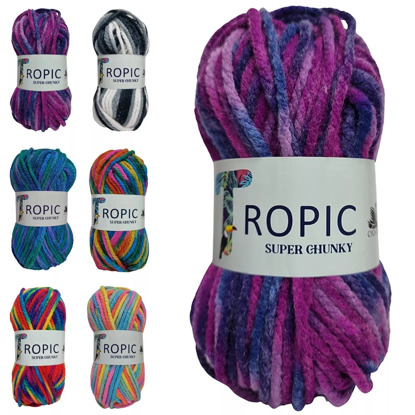 Cygnet Yarns TROPIC - SUPER CHUNKY - 100% Acrylic Wool 100g x 5Ball - Multicoloured shade Nightjar
