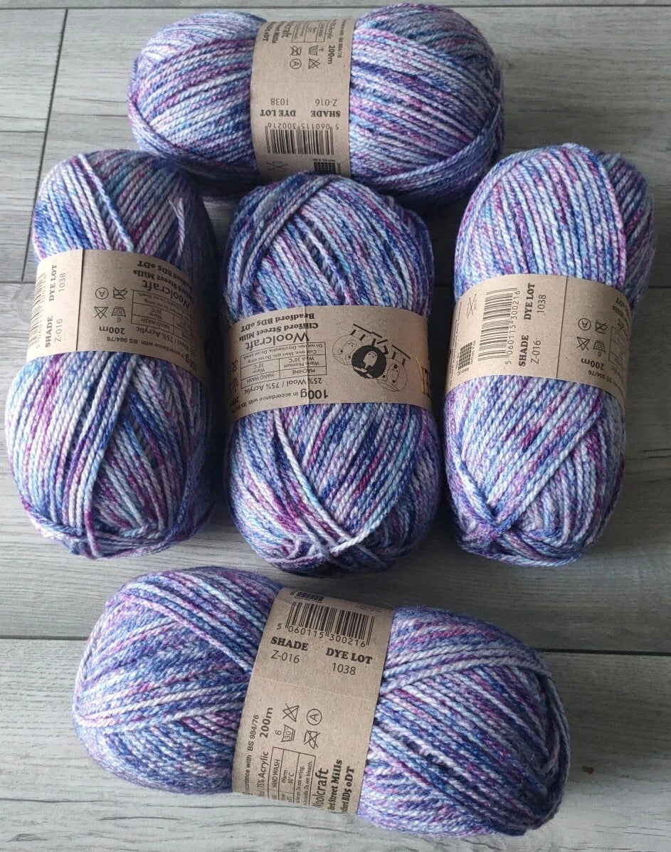 Woolcraft Shetland Heather Aran Knitting Crochet Yarn Wool - 5x100g Balls - Z016