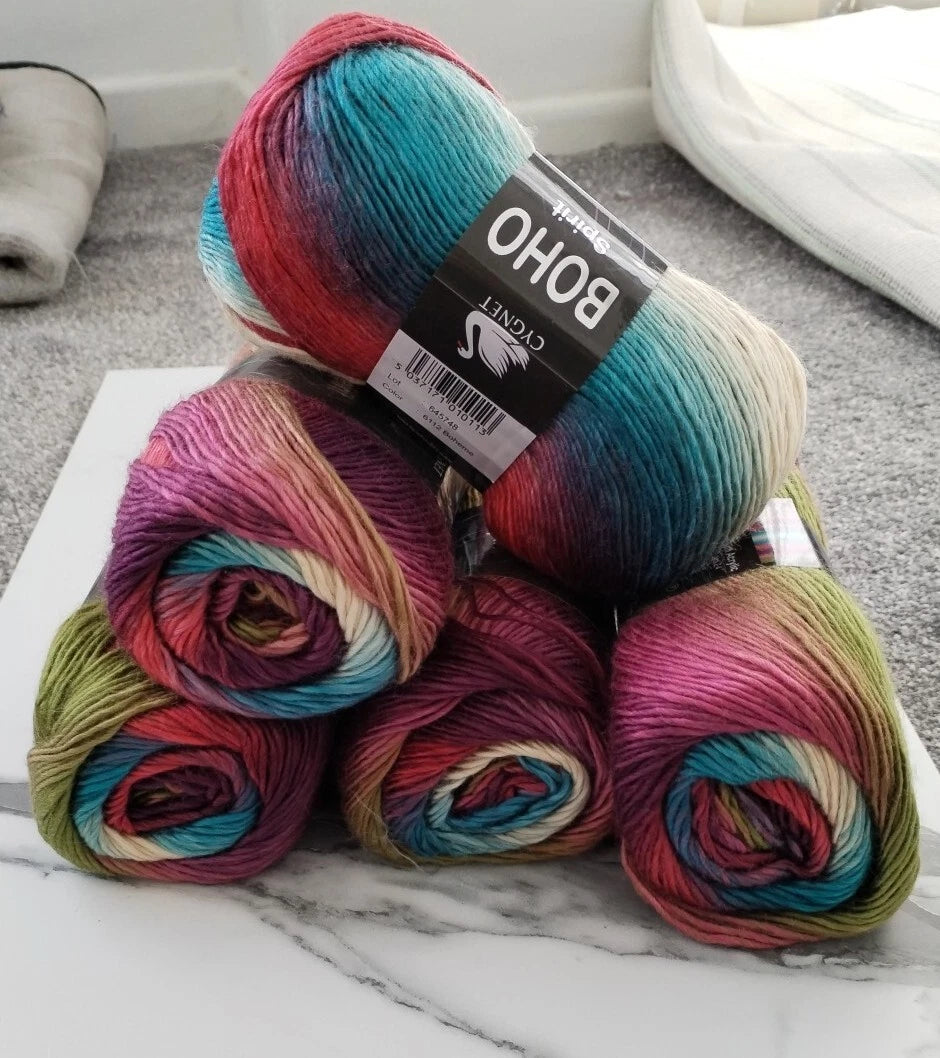 Cygnet Boho Spirit Knitting Crochet Yarn Wool - 5x100g Balls - 6112 Boheme