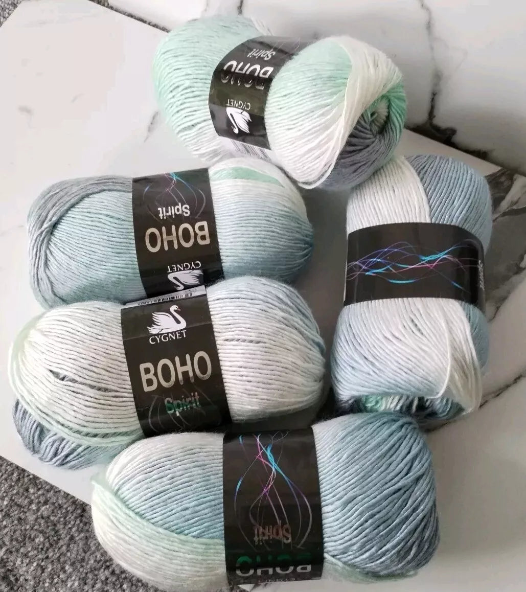 Cygnet Boho Spirit Knitting Crochet Yarn Wool - 5x100g Balls - 6517 Breeze