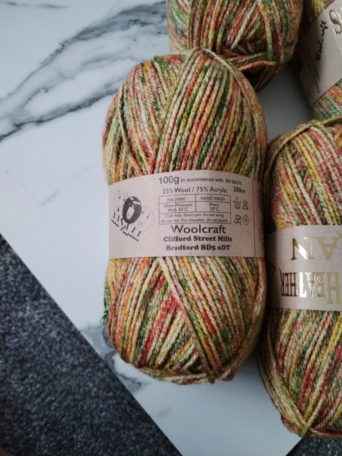 Woolcraft Shetland Heather Aran Knitting Crochet Yarn Wool - 5x100g Balls - Z014