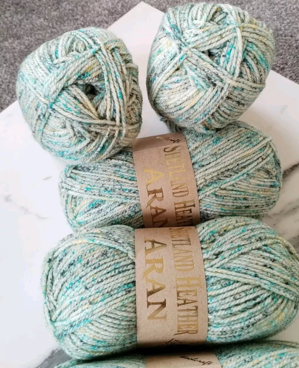 Woolcraft Shetland Heather Aran Knitting Crochet Yarn Wool - 5x100g Balls - 26