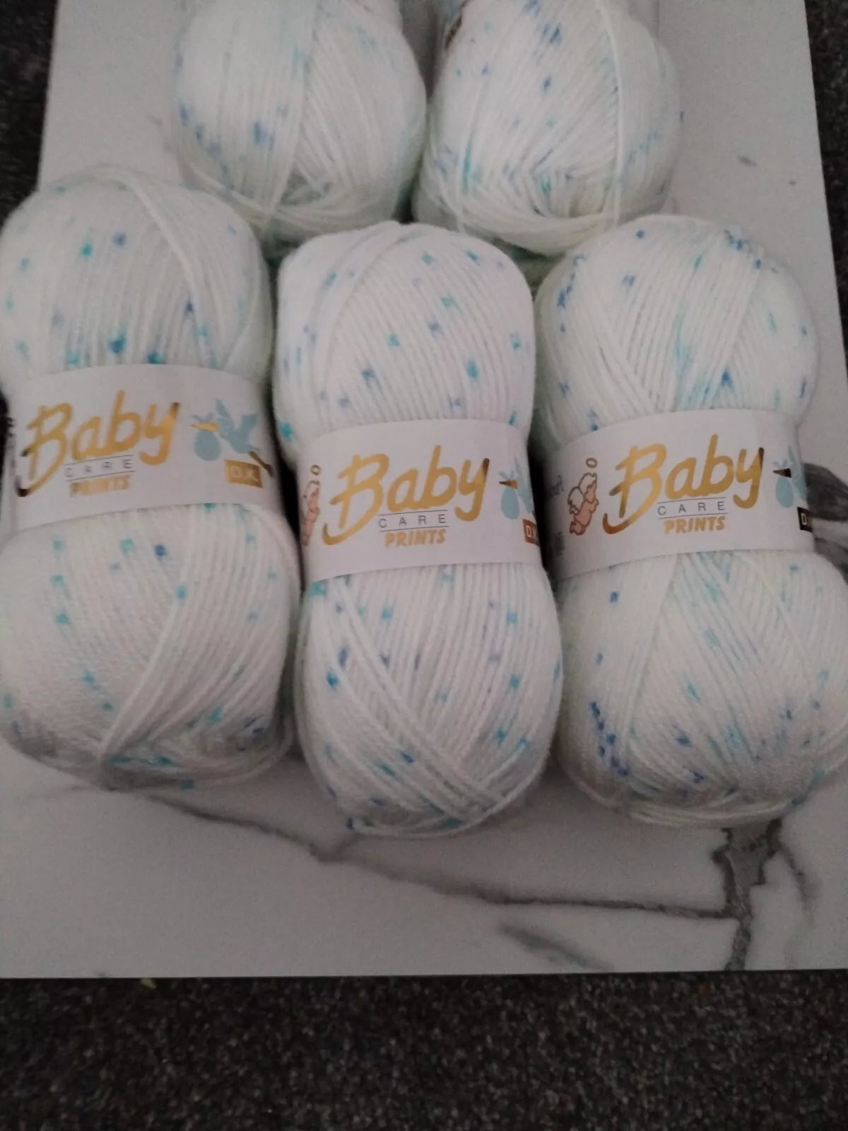 5 x 100g Woolcraft Baby Prints Wool Babycare DK Double Knitting & Crochet Yarn Polka dot 633