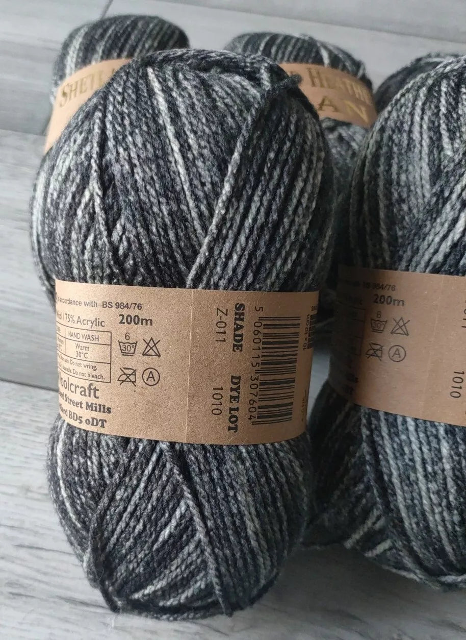 Woolcraft Shetland Heather Aran Knitting Crochet Yarn Wool - 5x100g Balls - Z011