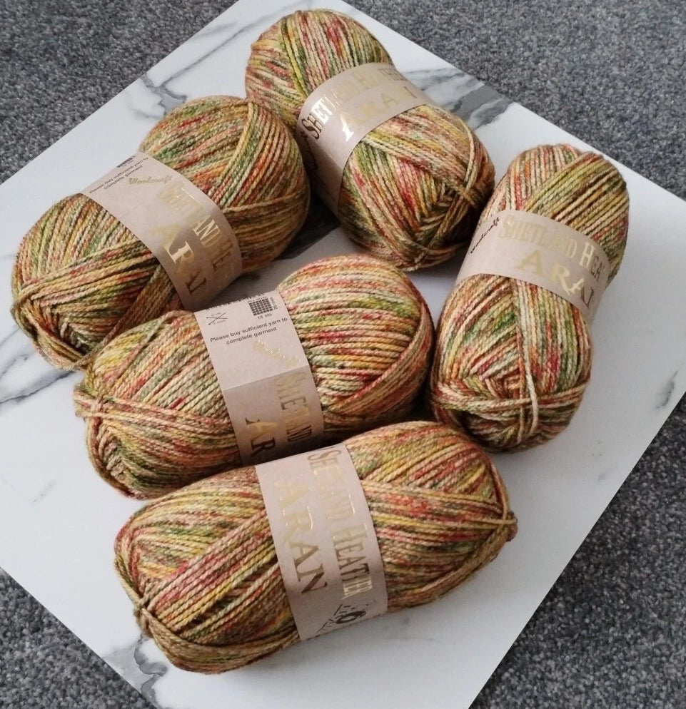 Woolcraft Shetland Heather Aran Knitting Crochet Yarn Wool - 5x100g Balls - Z014