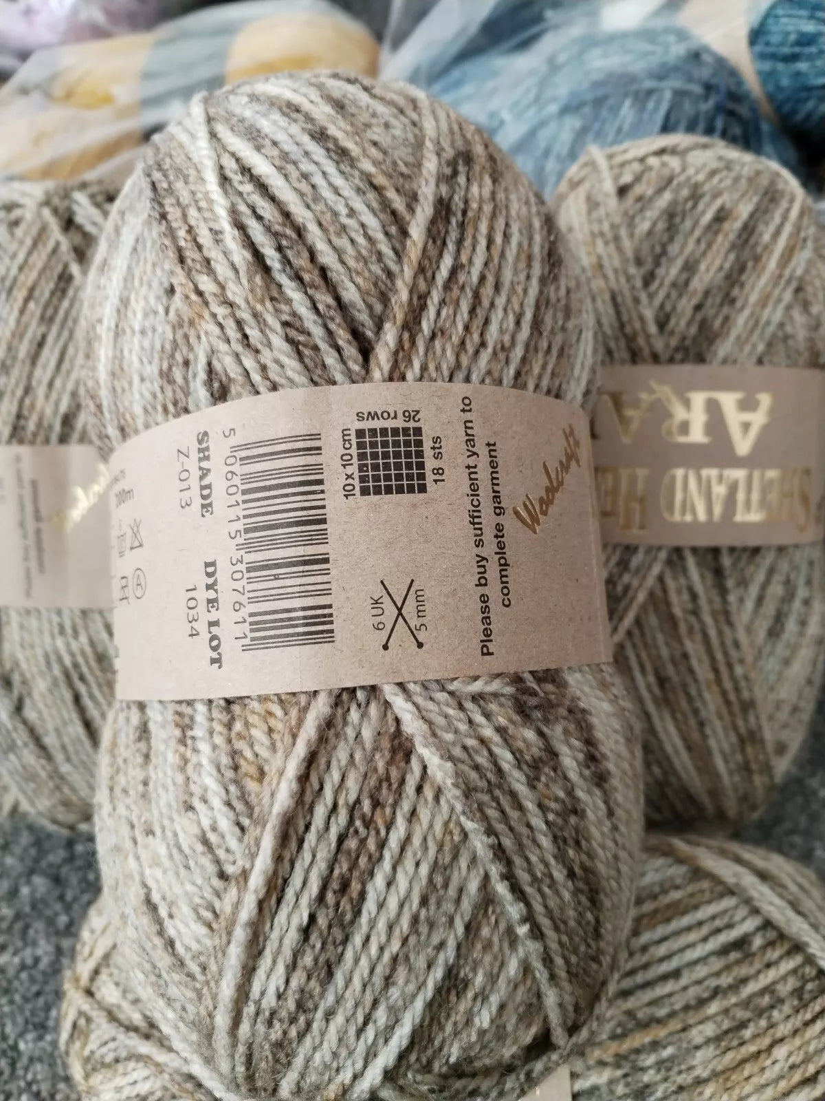 Woolcraft Shetland Heather Aran Knitting Crochet Yarn Wool - 5x100g Balls - 013