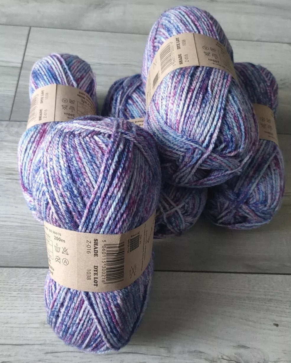 Woolcraft Shetland Heather Aran Knitting Crochet Yarn Wool - 5x100g Balls - Z016