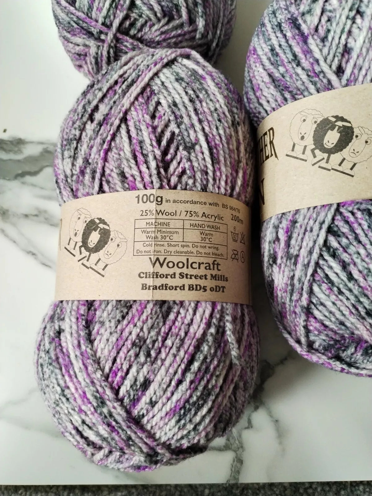 Woolcraft Shetland Heather Aran Knitting Crochet Yarn Wool - 5x100g Balls shade 36