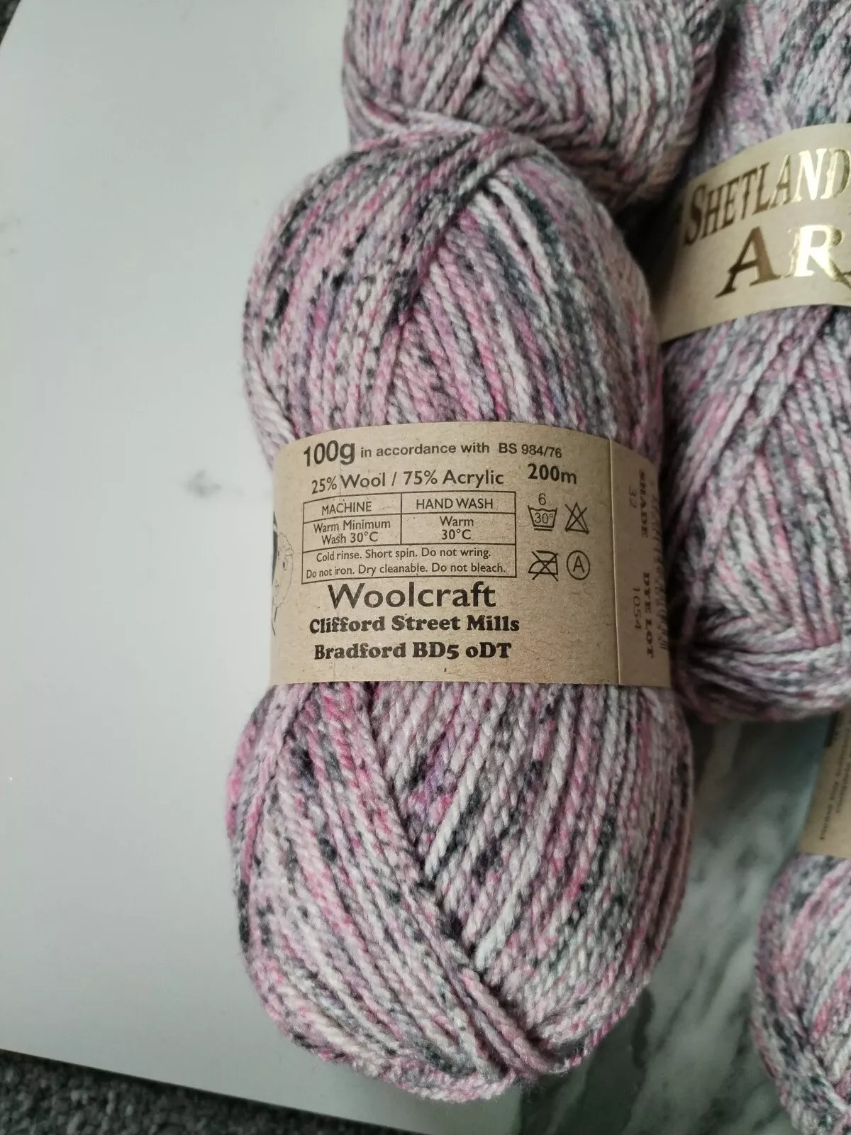 Woolcraft Shetland Heather Aran Knitting Crochet Yarn Wool - 5x100g Balls - 32