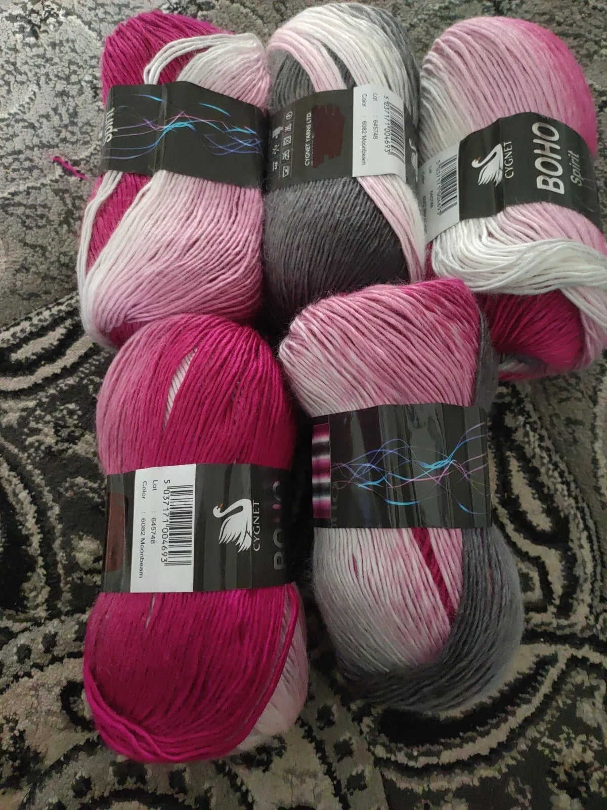 Cygnet Boho Spirit Knitting Crochet Yarn Wool - 5x100g Balls - 6082 Moonbeam