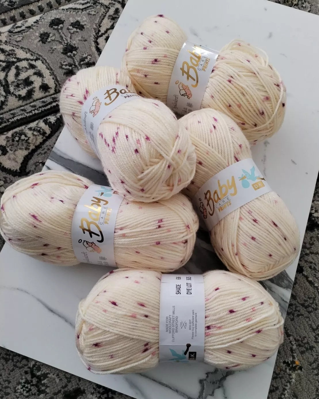 5 x 100g Woolcraft Baby Prints Wool Babycare DK Double Knitting & Crochet Yarn Keltie 636