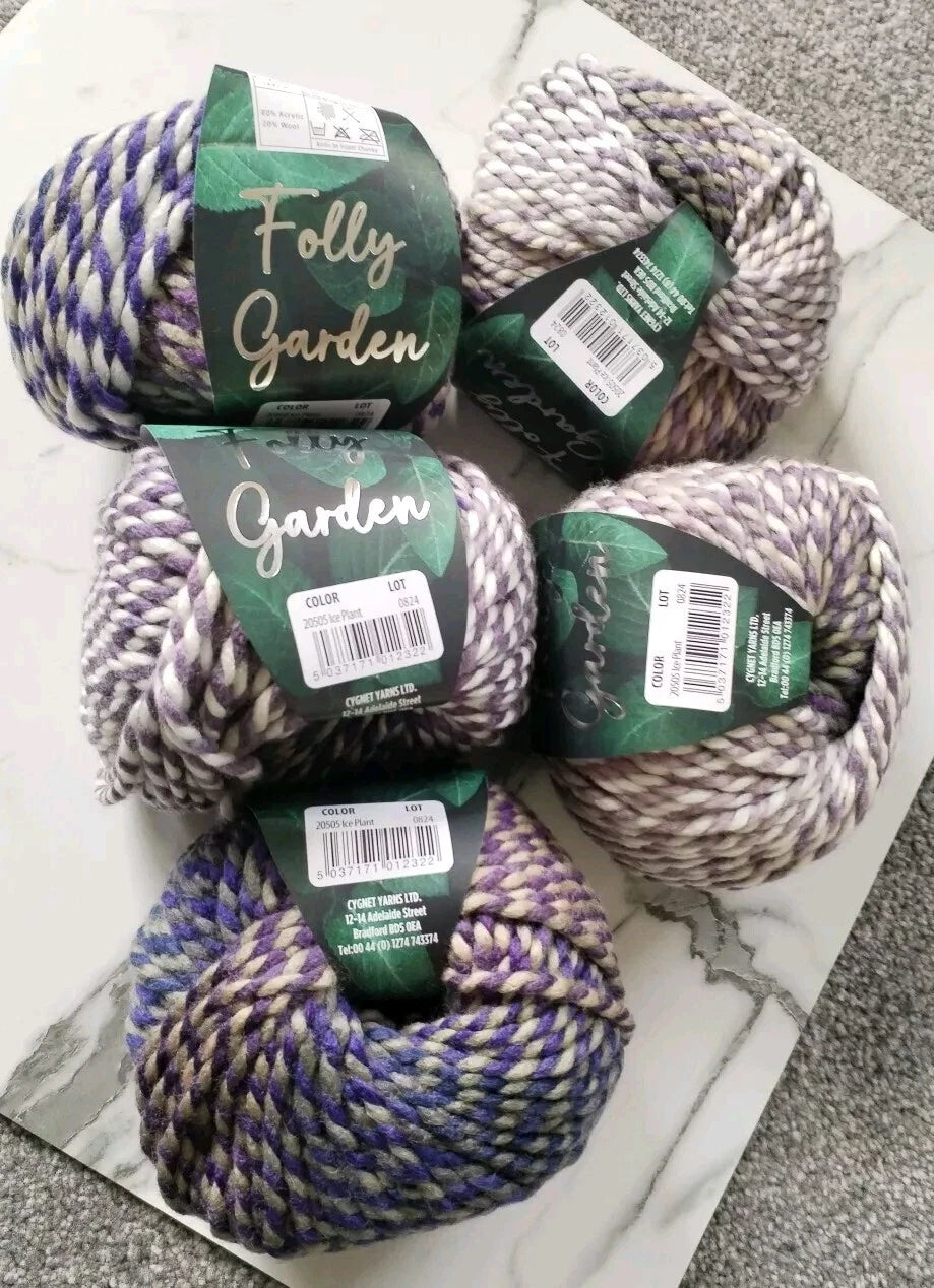 Cygnet Super Chunky Folly Garden 5 Balls X 100Gram 20% Wool 80% Ice Plant (20505)