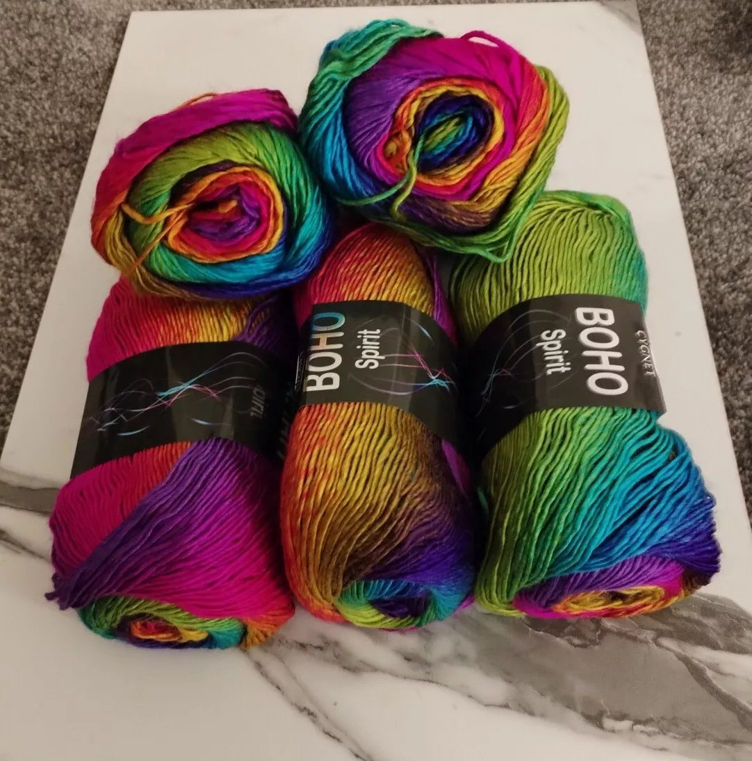 Cygnet Boho Spirit Knitting Crochet Yarn Wool - 5x100g Balls - 6923 Festival