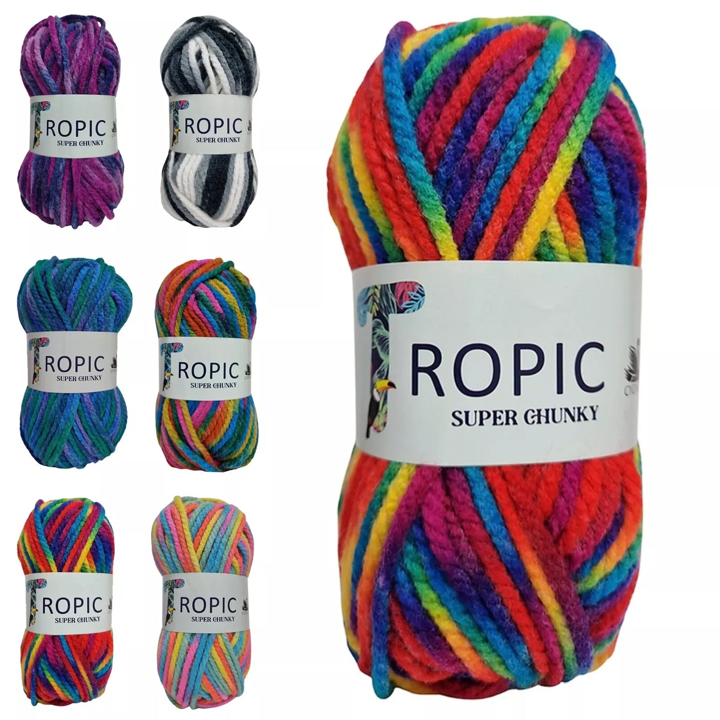 Cygnet Yarns TROPIC - SUPER CHUNKY - 100% Acrylic Wool 5Balls X 100g - Multicoloured Macaw 203
