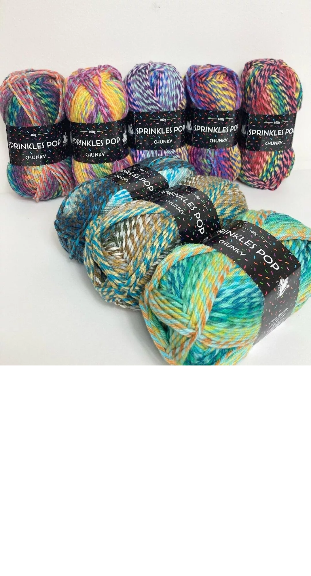 Cygnet Sprinkles Pop Chunky Knitting Crochet Yarn Wool -5x100g Balls - Shade Confetti 641