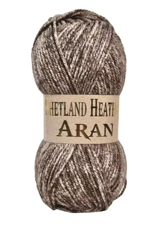 Woolcraft Shetland Heather Aran Knitting Crochet Yarn Wool - 5x100g Balls - 08