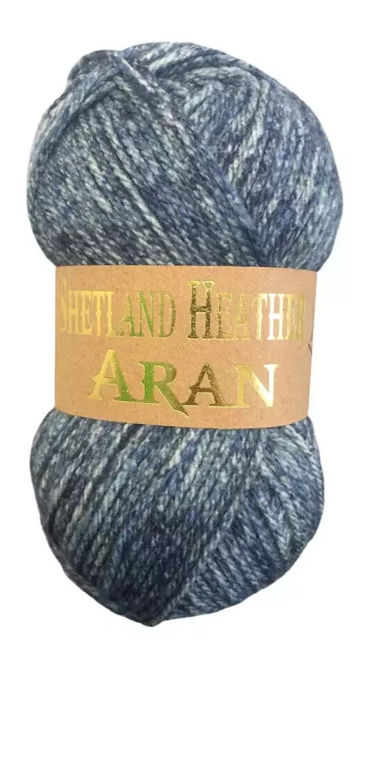 Woolcraft Shetland Heather Aran Knitting Crochet Yarn Wool - 5x100g Balls -010 Cloudy Bay