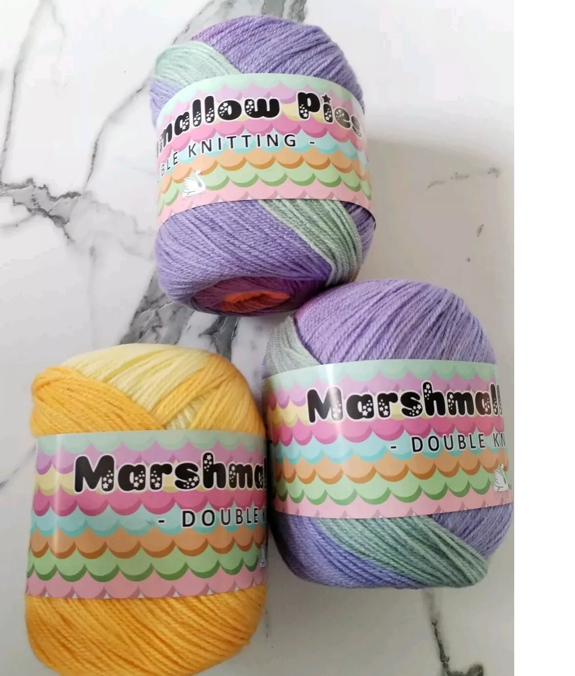 Cygnet Marshmallow Pies Double Knitting Crochet Yarn Wool - 3x150g Cakes - 1600 Knowledge is Flower
