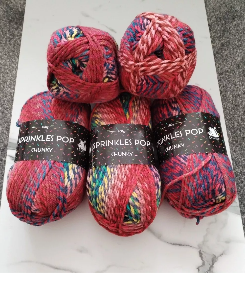 Cygnet Sprinkles Pop Chunky Knitting Crochet Yarn Wool - 5x100g Balls - 645 Red Velvet